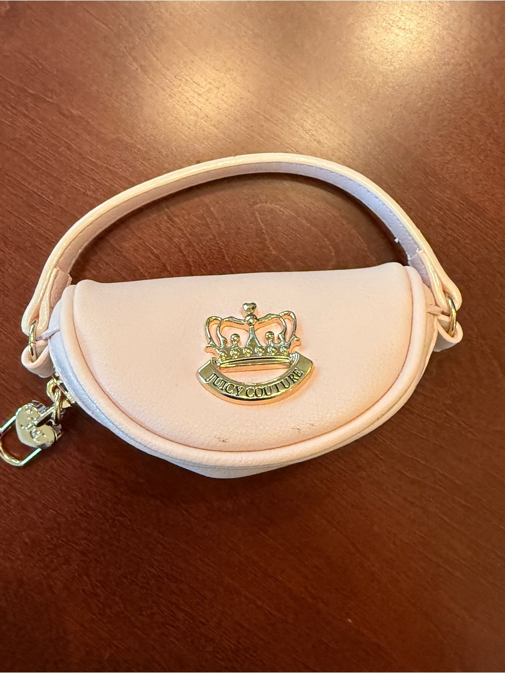 Juicy Couture Blush Pink Mini Pouch with Gold Crown Emblem